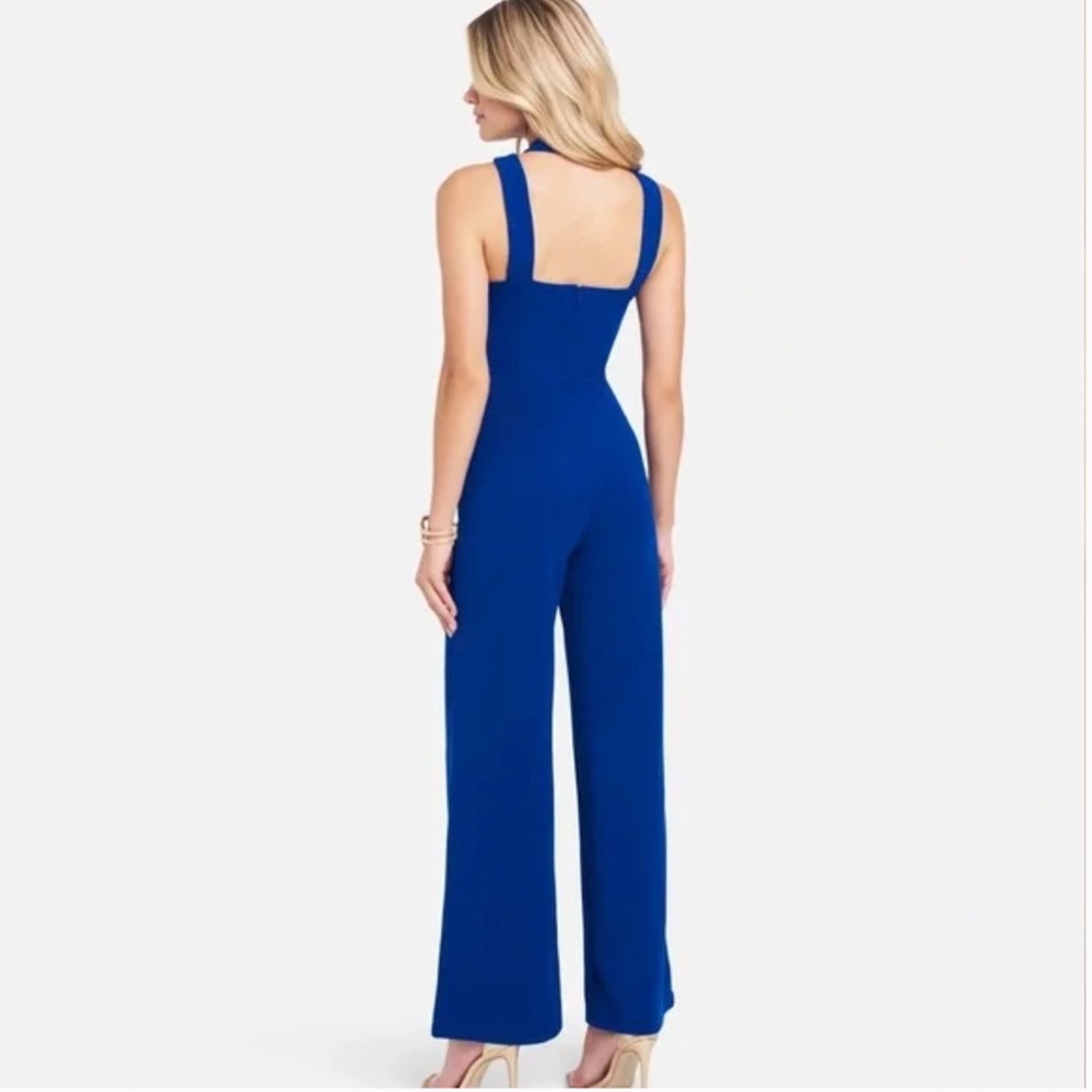 Bebe Elegant Blue Halter Jumpsuit size 6 - Picture 2 of 8